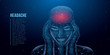 © Katynn - A person who has a headache, migraine, pain, pressing his hands to his head. Health and pain. A tired man with a severe headache suffers from a migraine. Polygon vector wireframe concept. Vector