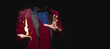 © Parilov - Magician shows trick with fire burn from palms hands