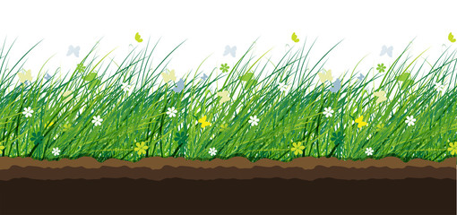 Wall Mural - Green meadow, seamless pattern for your design