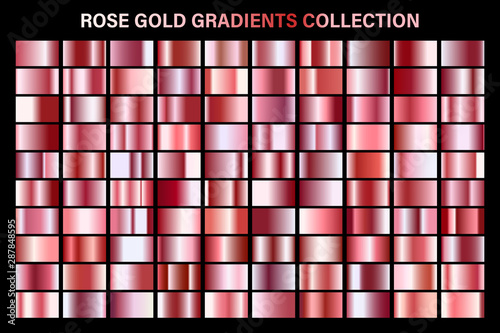 Rose Gold Glossy Gradient Metal Foil Texture Color Swatch Set