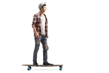 Wall Mural - Male teenage skater on a longboard