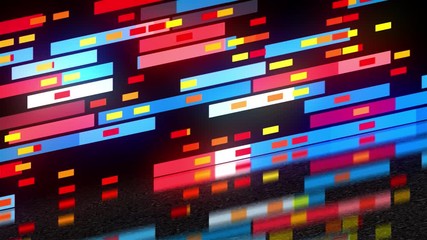 Poster - Abstract technology with many rectangles background, surface with reflection, 3d render backdrop, computer generating