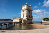 Fototapeta Paryż - Panorama of the Tower of Belem on the Tagus river near Lisbon Portugal