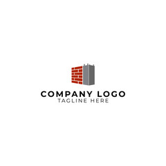 reinforced concrete columns for brick walls logo vector icon illustration, 