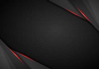 abstract metallic black Red frame sport design concept innovation background.