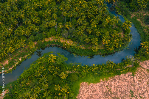 aerial-view-from-drone-of-devious-river-and-agriculture-area