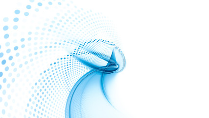 Poster - Abstract background element. Fractal graphics series. Three-dimensional composition of dynamic curves and mosaic halftone effects. Wide format high resolution image. 3d illustration.