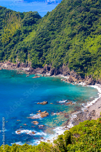 横浪黒潮ライン 海 海岸 青 風景 自然 絶景 岩 太平洋 土佐湾 黒潮 観光 観光地 高知 高知県 四国 日本 アジア Stock Photo Adobe Stock