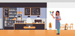 © mast3r - waitress holding serving tray with cocktails woman restaurant worker in uniform carrying different alcohol drinks modern cafe interior flat full length horizontal
