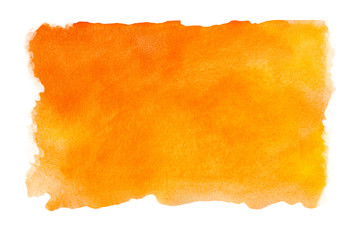 abstract watercolor orange textured background on a white isolated background