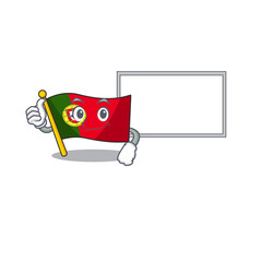 Canvas Print - Thumbs up with board flag portugal character in shape cartoon