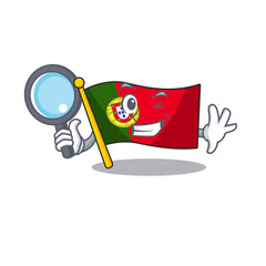 Wall Mural - Detective portugal flag folded on cartoon table