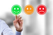 © worldofstock - Customer survey feedback, a customer rating with happy icon