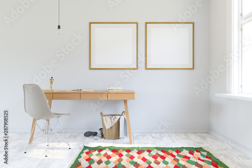 Download Home Interior In Scandinavian Style Mock Up Interior With Poster 3d Render Buy This Stock Illustration And Explore Similar Illustrations At Adobe Stock Adobe Stock PSD Mockup Templates