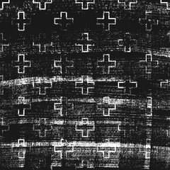 Wall Mural - Grunge abstract pattern with cross element. Square black and white backdrop.