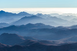 Fototapeta Natura - Egypt. Mount Sinai in the morning at sunrise. (Mount Horeb, Gabal Musa, Moses Mount). Pilgrimage place and famous touristic destination.