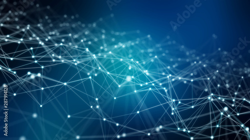 Abstract connection blue background network 3D rendering