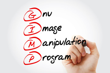 Aufkleber - GIMP - Gnu Image Manipulation Program acronym, concept background