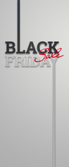 Wall Mural - Black friday sale inscription on a light background, vertical banner, design template. Copy space, creative background. 3D illustration, 3D design.