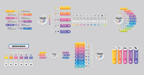 Poster - set of infographics elements vector design template. business data visualization infographics timeli