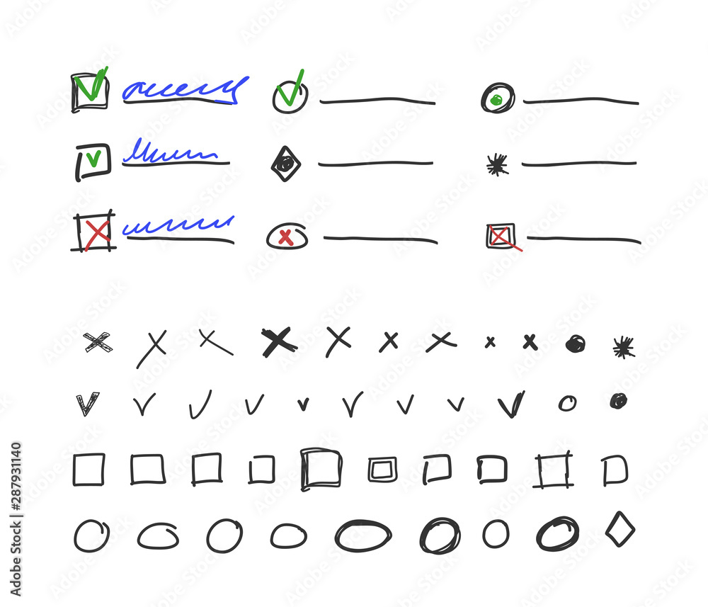 Check box and check marks collection for bullet journal hand drawn ...