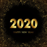 Fototapeta Sypialnia - 2020 New Year background with gold glitter confetti