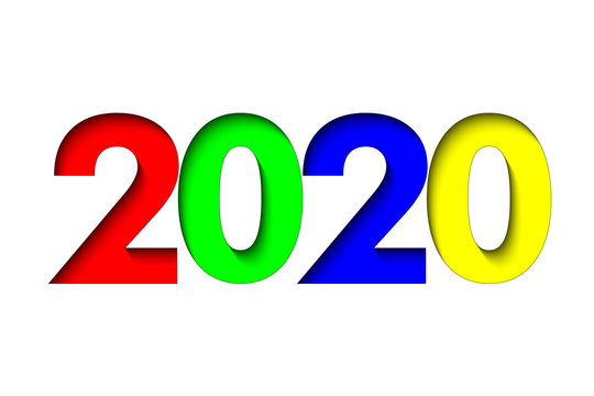 Happy new year 2020 cut paper background.