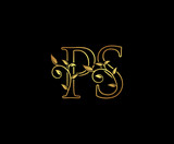 Initial letter P and S, PS, Gold Logo Icon, classy gold letter monogram  logo icon suitable for boutique,restaurant, wedding service, hotel or  business identity. Stock Vector