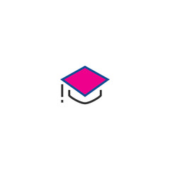 Poster - Line art master hat line icon for celebration design. Vector logo design. Vector background. Business vector set. Academic drawing. Vector isolated outline drawing. Knowledge symbol.
