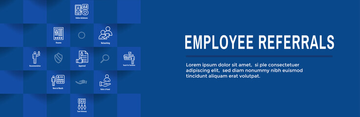 Wall Mural - Employee Referrals Icon Set with Web Header Banner