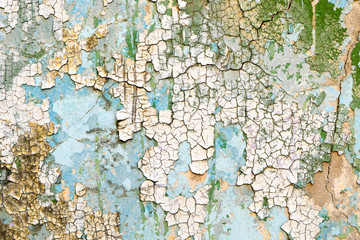 Wall Mural - Wall texture with peeling paint. Peeled plaster texture.