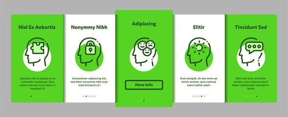 Poster - Mind Elements Signs Vector Onboarding Mobile App Page Screen. Contour Illustrations