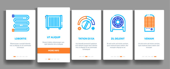 Poster - Heating And Cooling Vector Onboarding Mobile App Page Screen. Contour Illustrations