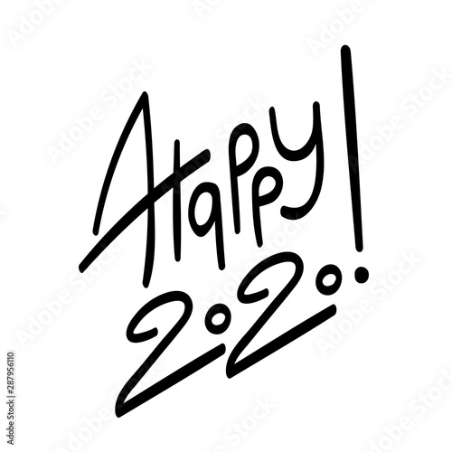 Happy New Year 2020 Black Handwritten Lettering Print For
