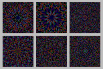 Poster - Hypnotic dynamic radial mosaic pattern background set - abstract circular psychedelic vector graphic design from geometrical tiles