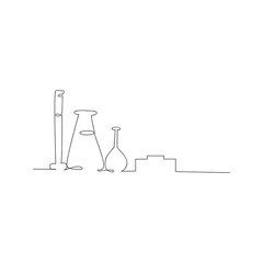 continuous line drawing of chemical lab retorts. isolated sketch drawing of chemical lab retorts line concept. outline thin stroke vector illustration