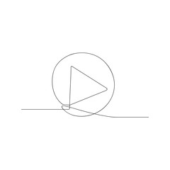 continuous line drawing of play button. isolated sketch drawing of play button line concept. outline thin stroke vector illustration