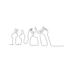 Wall Mural - continuous line drawing of gestures and hands. isolated sketch drawing of gestures and hands line concept. outline thin stroke vector illustration