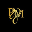 © ZafieraStudio - Initial letter P & M PM luxury art vector mark logo, gold color on black background.