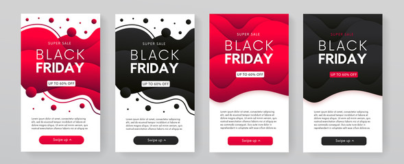 Poster - Dymanic trendy fluid mobile Black Friday sale banners collection.  Abstract promo posters.