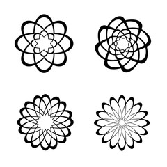 Aufkleber - Set of elegant flower logo shapes. Symmetrical ornament icon signs