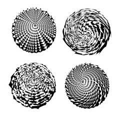 Wall Mural - Set of abstract circle pattern shapes. Monochrome geometric round elements.