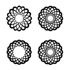Aufkleber - Set of circle geometric symmetical ornaments. Monochrome round ornamental logo shapes.