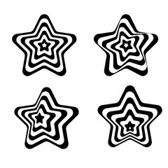 Aufkleber - Set of striped star geometric shapes vector design.