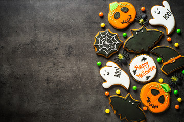 Wall Mural - Halloween Gingerbread Cookies at black.