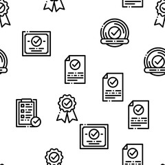 Poster - Approved symbols Seamless Pattern Vector Linear Pictograms. Black Contour Illustrations