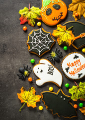 Wall Mural - Halloween Gingerbread Cookies at black.