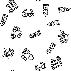 Poster - Alpinism Seamless Pattern Vector Linear Pictograms. Black Contour Illustrations