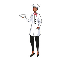 Wall Mural - female chef worker avatar character