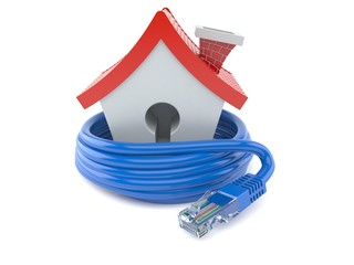 Sticker - Small house with network cable